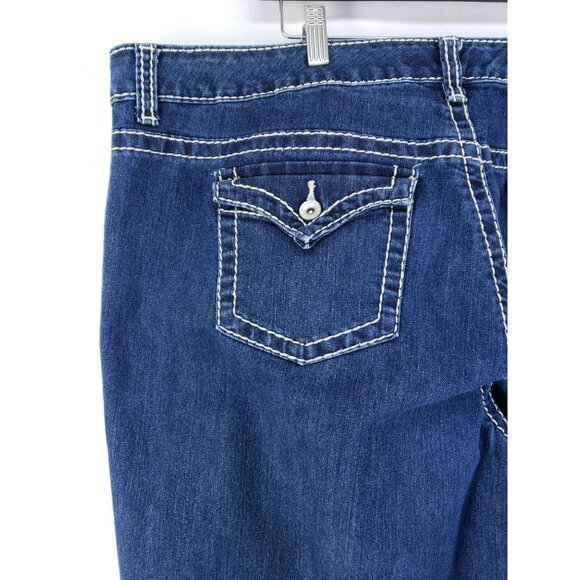 Nine West Womens Wide Leg Denim Jeans Size 24W Stretch Cotton Blend Blue - Picture 3 of 11